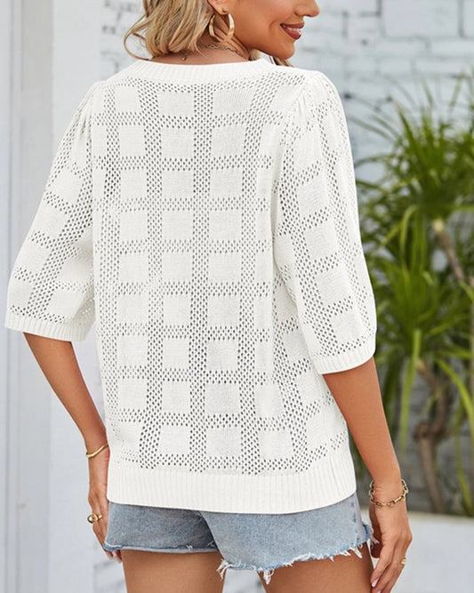 HOLLOW SUN PROTECTION KNITTED SWEATER COVER
