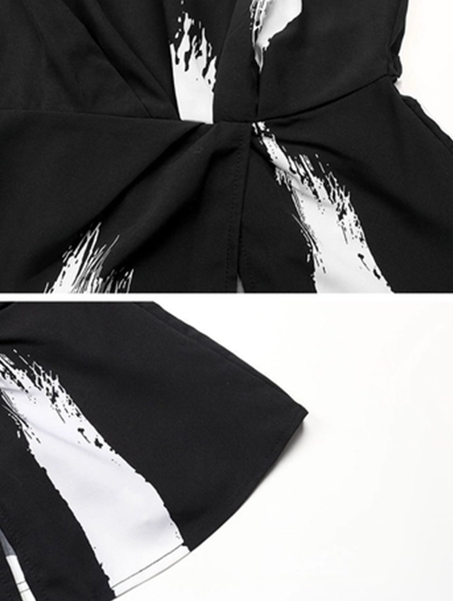 Stretch Waist Print Blouse ??Elegant Printed Pullover Top with Waist Shirring