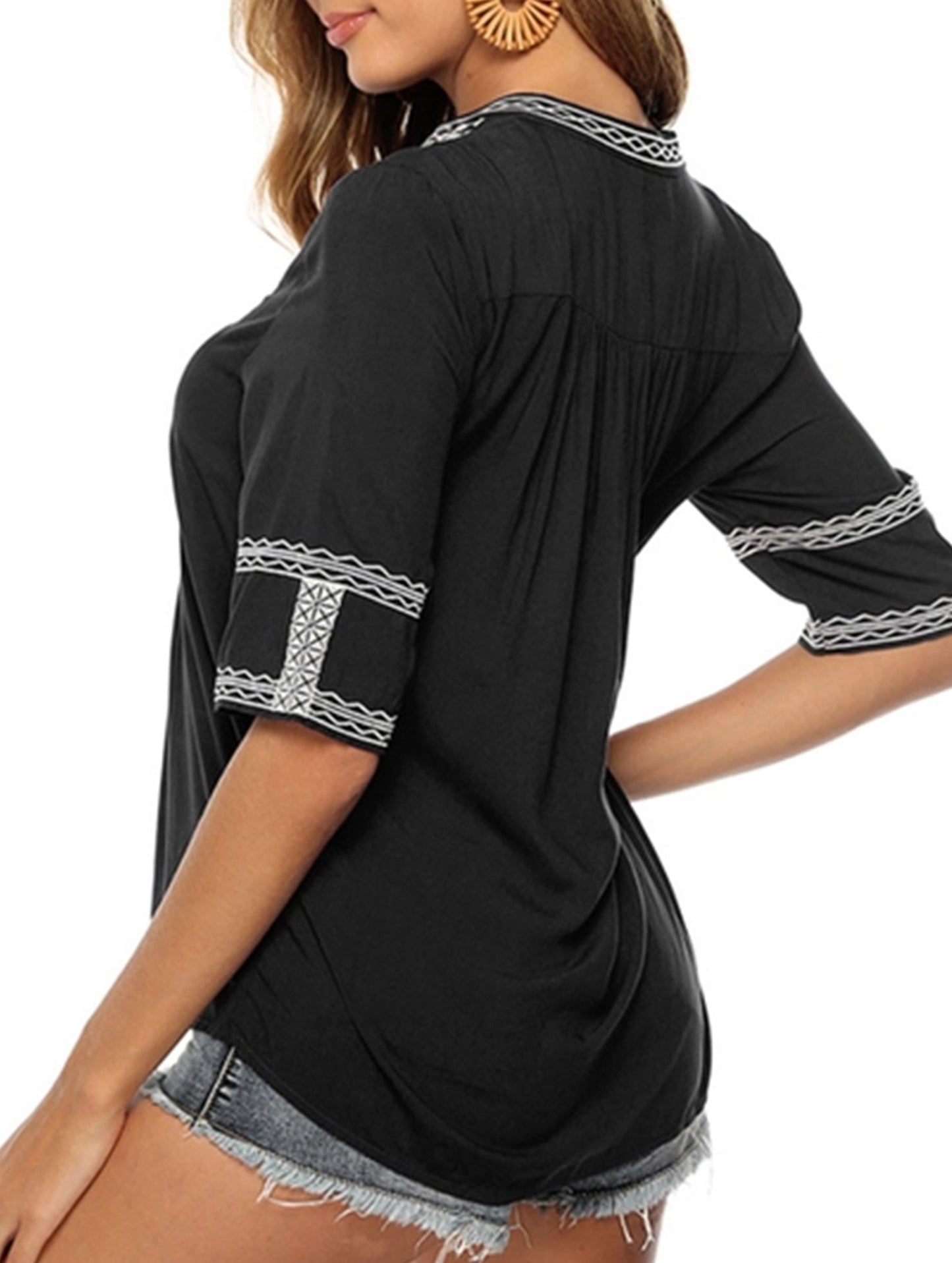 EMBROIDERED SHIRT LOOSE TOP