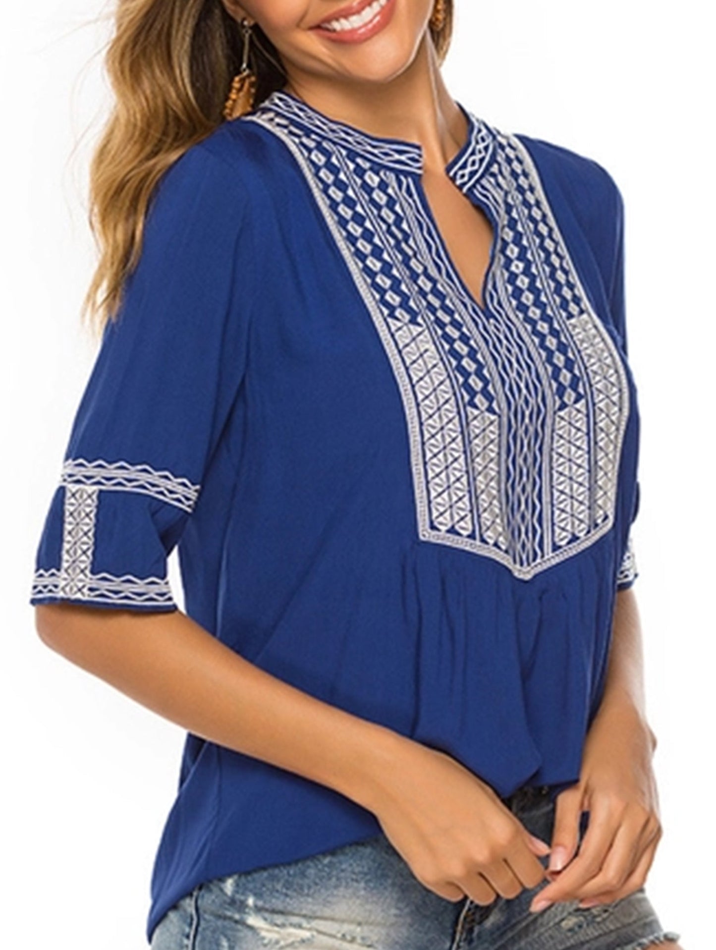 EMBROIDERED SHIRT LOOSE TOP