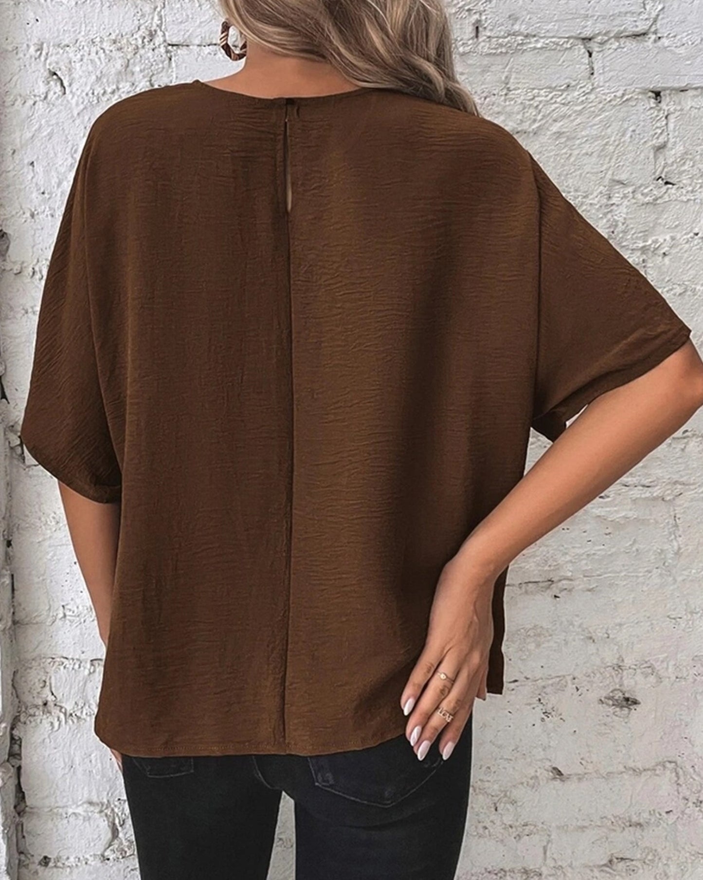 BATWING SLEEVED HEM KNOT LOOSE BLOUSE