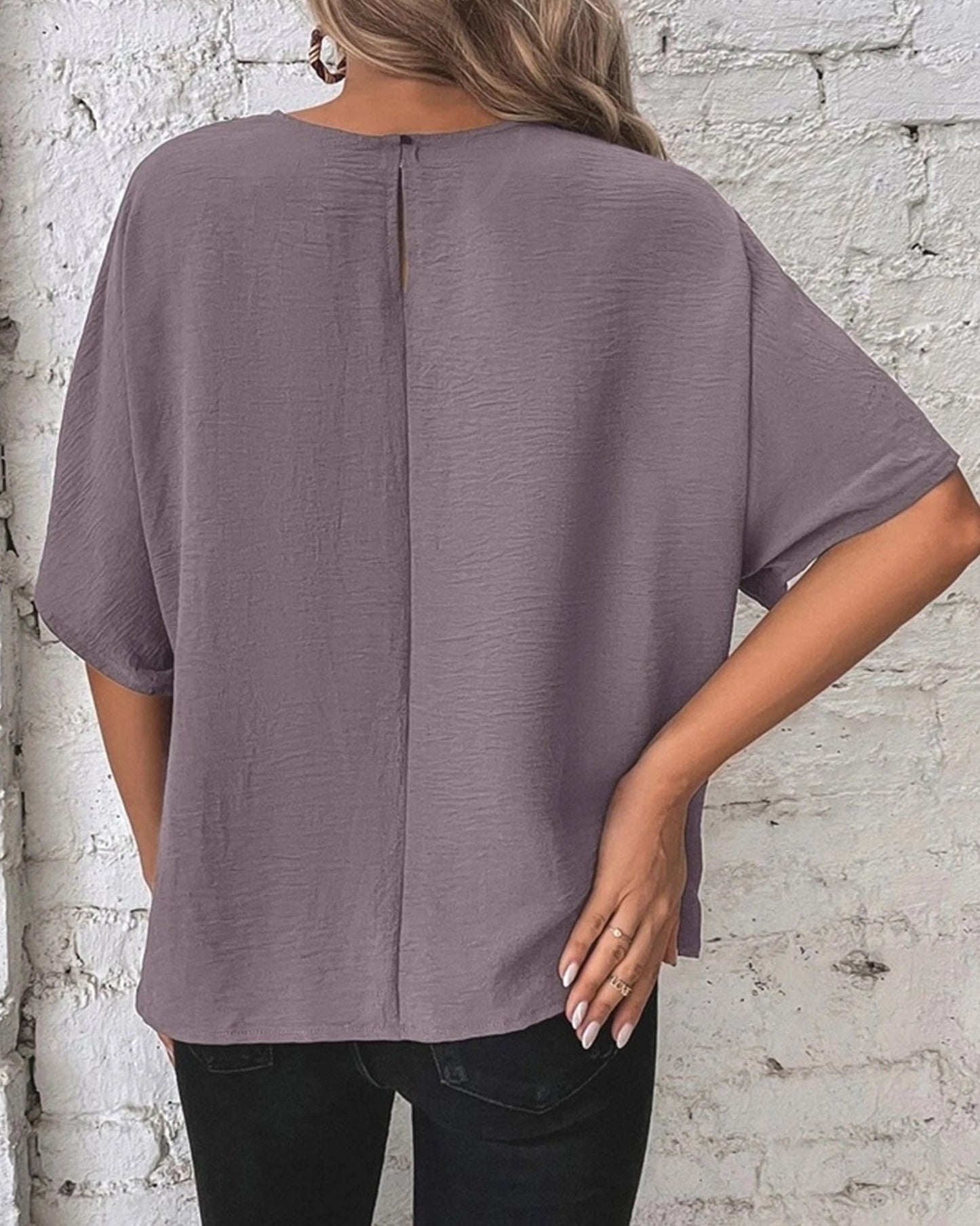 BATWING SLEEVED HEM KNOT LOOSE BLOUSE