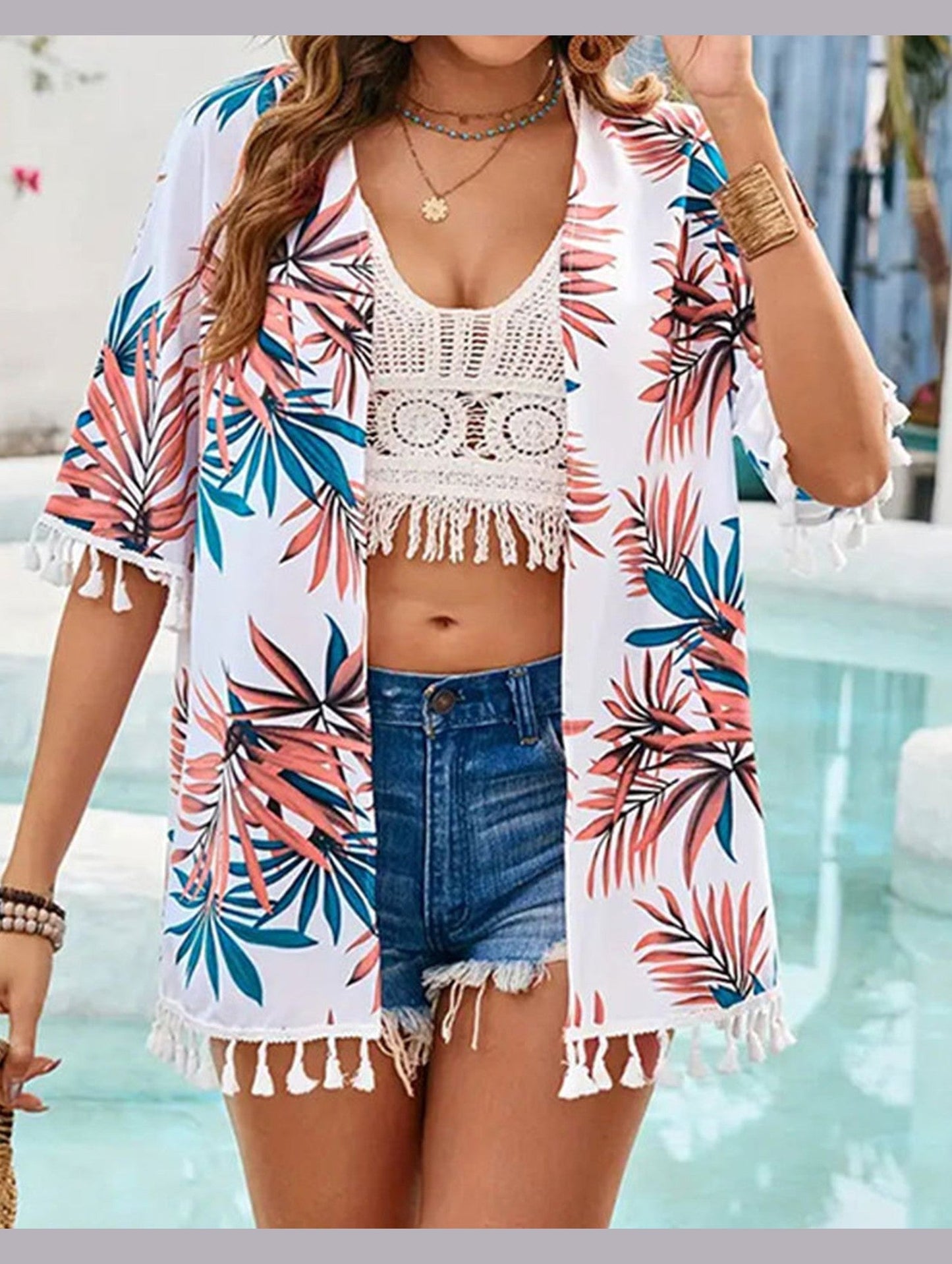 Printed Loose Fit Smock Top ??Lightweight Sunscreen Blouse for Women