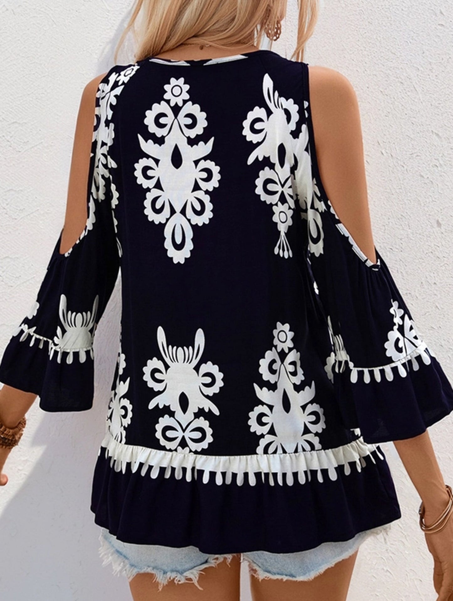 Lace Patchwork Fringe Lace-Up Shirt ??Boho Viscose Blouse for Women