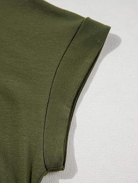 Stylish side pleated shoulder short sleeve shirt