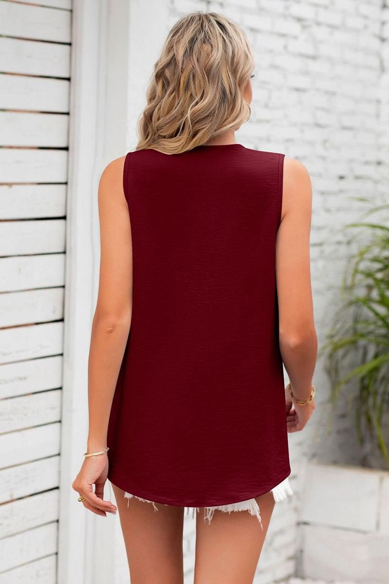 V NECK SLEEVELESS WOMEN T SHIRTS - Doublju