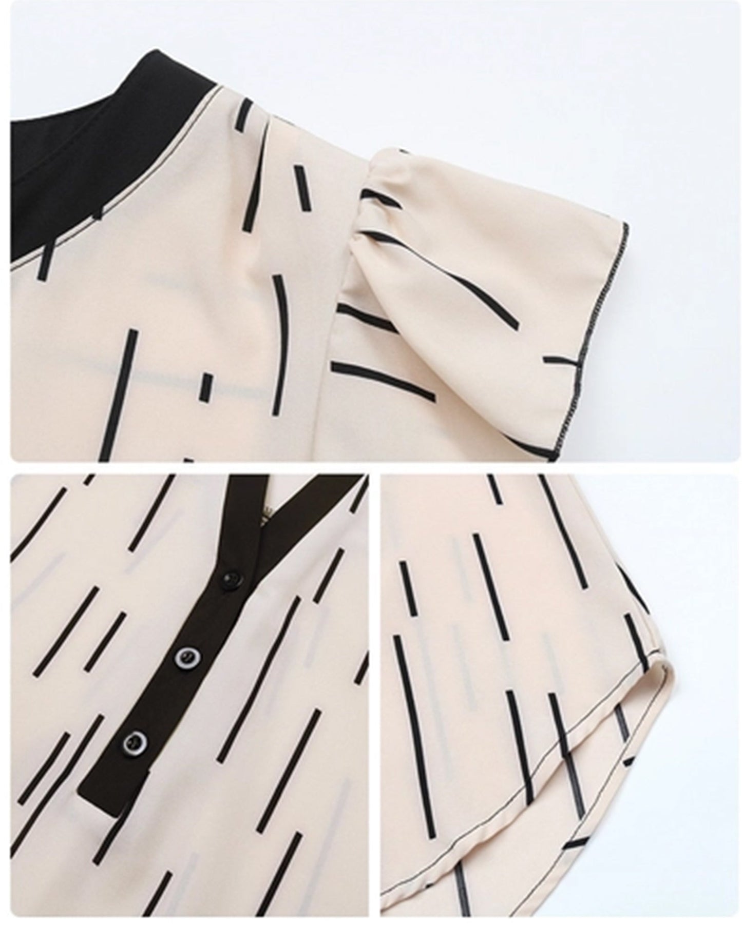 Women's Striped Flying Sleeve Top with Ruffle Trim