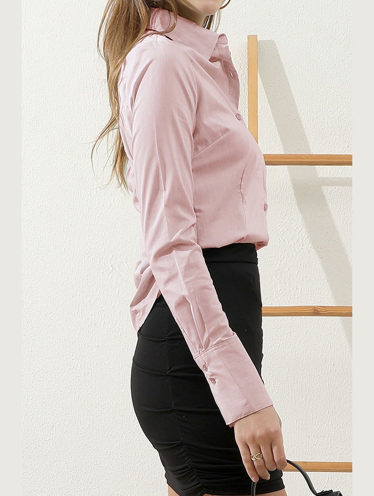 WOMENS BASIC SLIM FIT Y COTTON BUTTON DOWN SHIRTS WITH PLUS SIZE