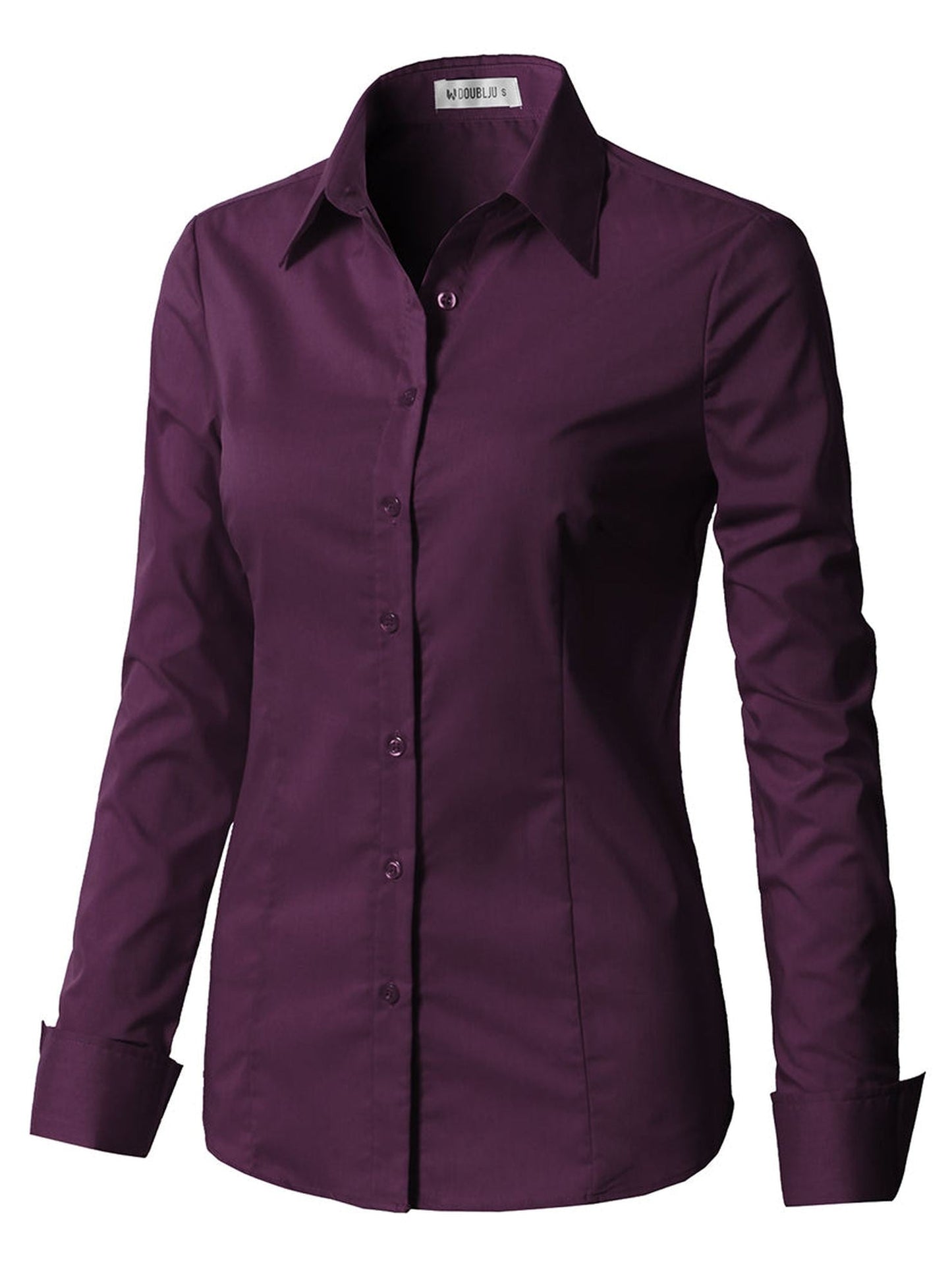 WOMENS BASIC SLIM FIT Y COTTON BUTTON DOWN SHIRTS WITH PLUS SIZE