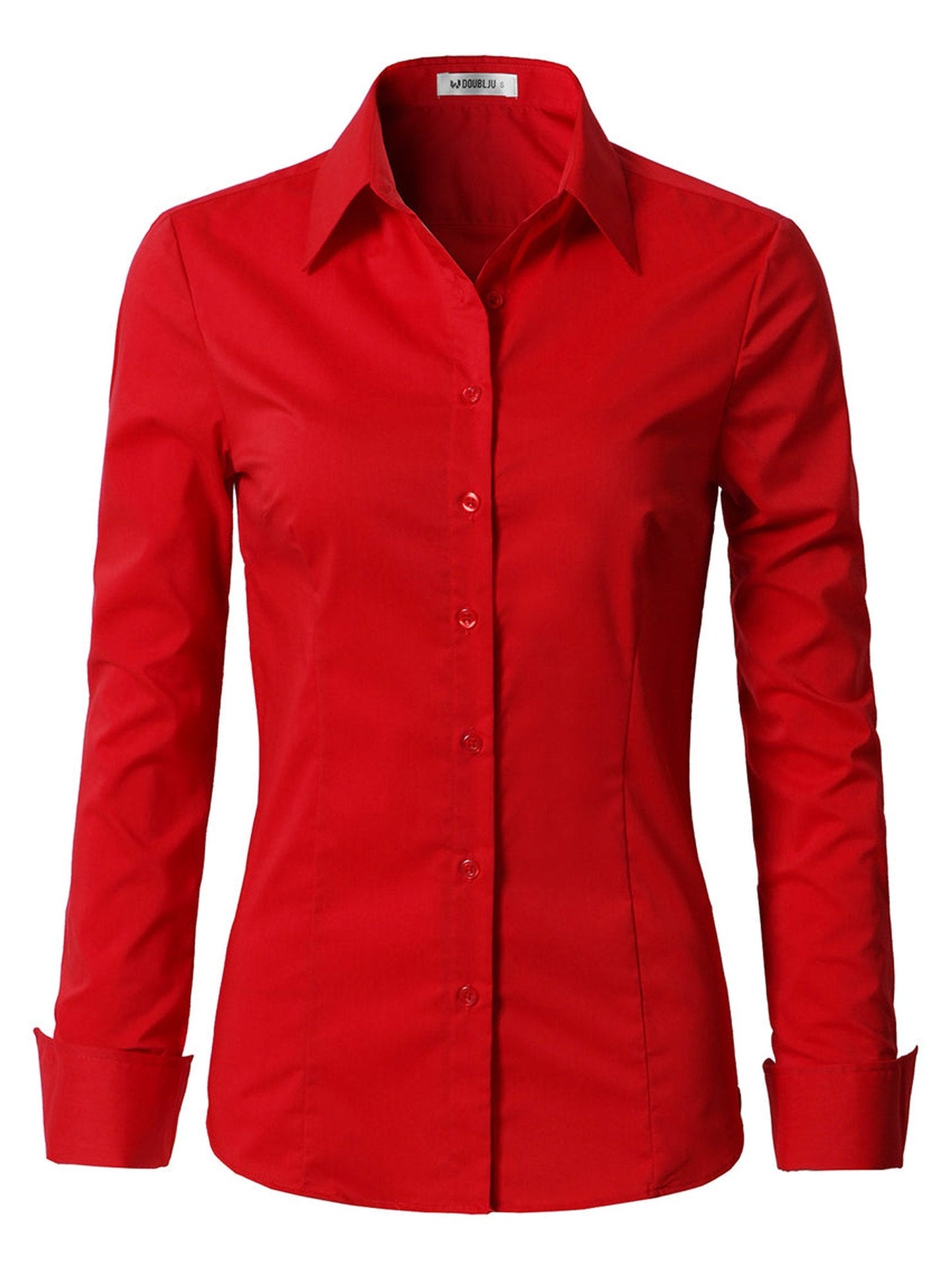 WOMENS BASIC SLIM FIT Y COTTON BUTTON DOWN SHIRTS WITH PLUS SIZE