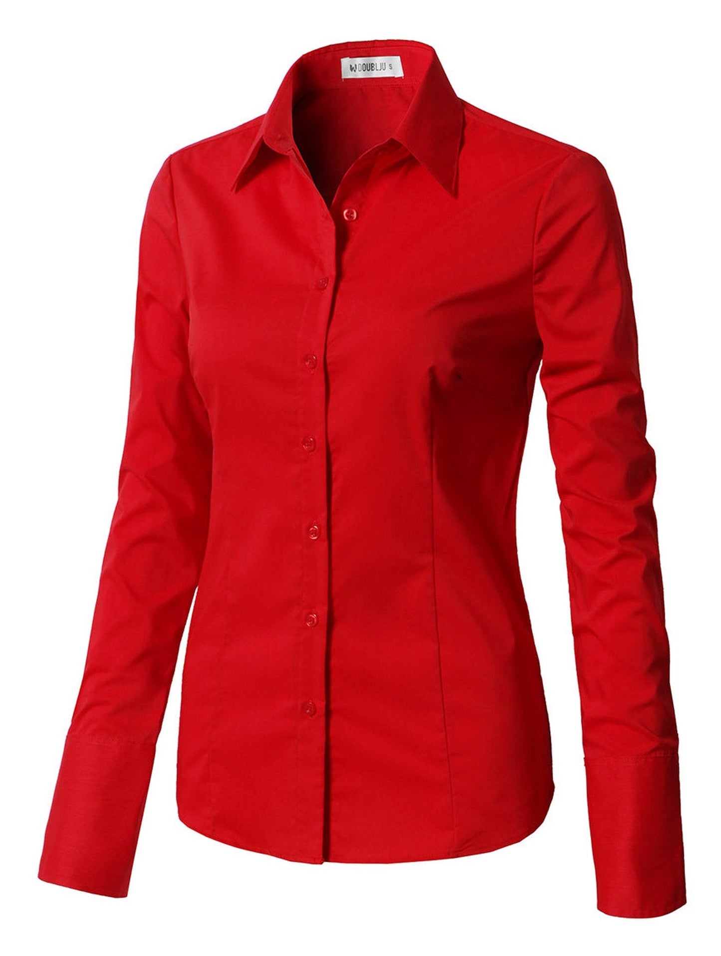 WOMENS BASIC SLIM FIT Y COTTON BUTTON DOWN SHIRTS WITH PLUS SIZE