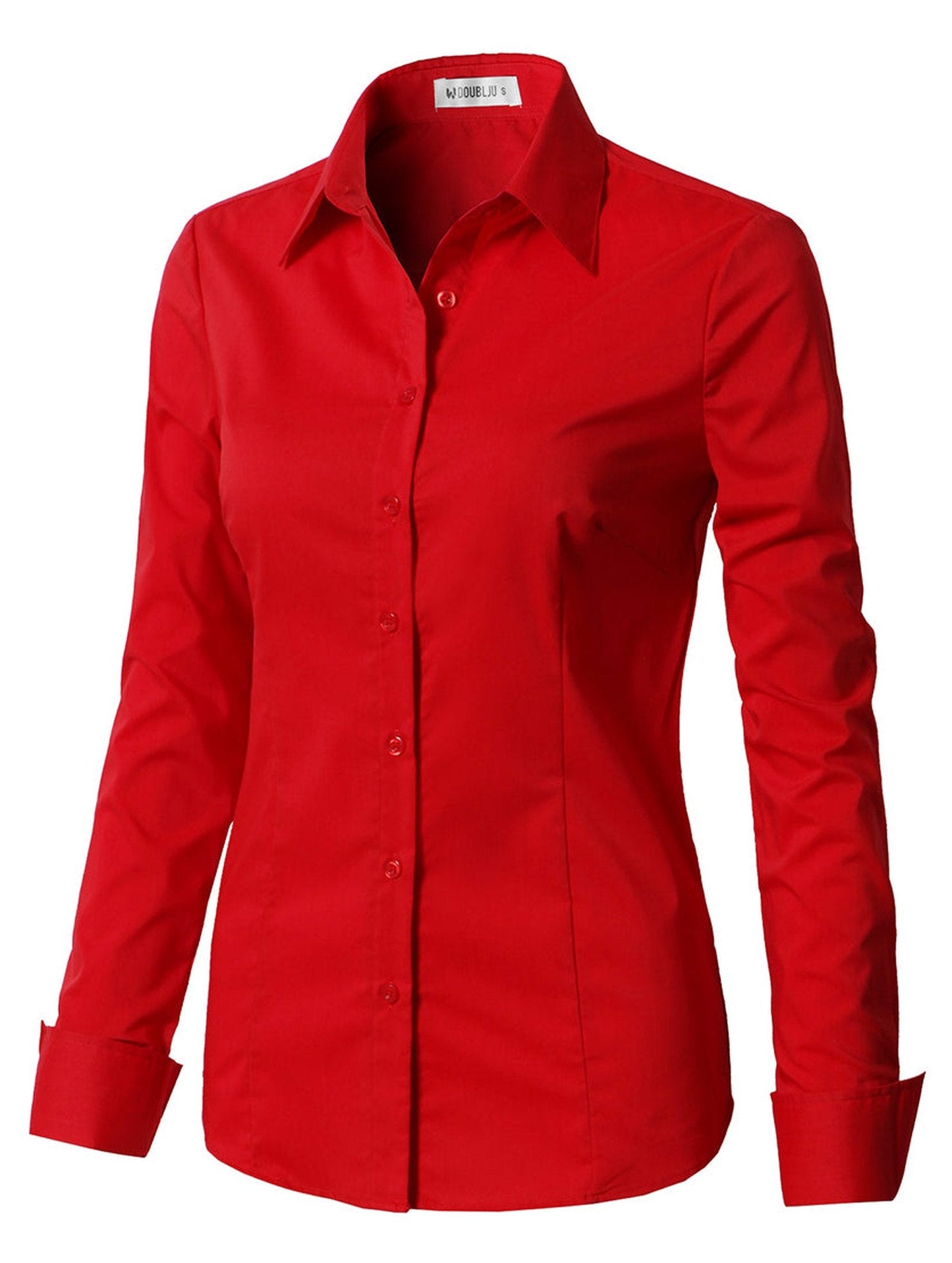 WOMENS BASIC SLIM FIT Y COTTON BUTTON DOWN SHIRTS WITH PLUS SIZE