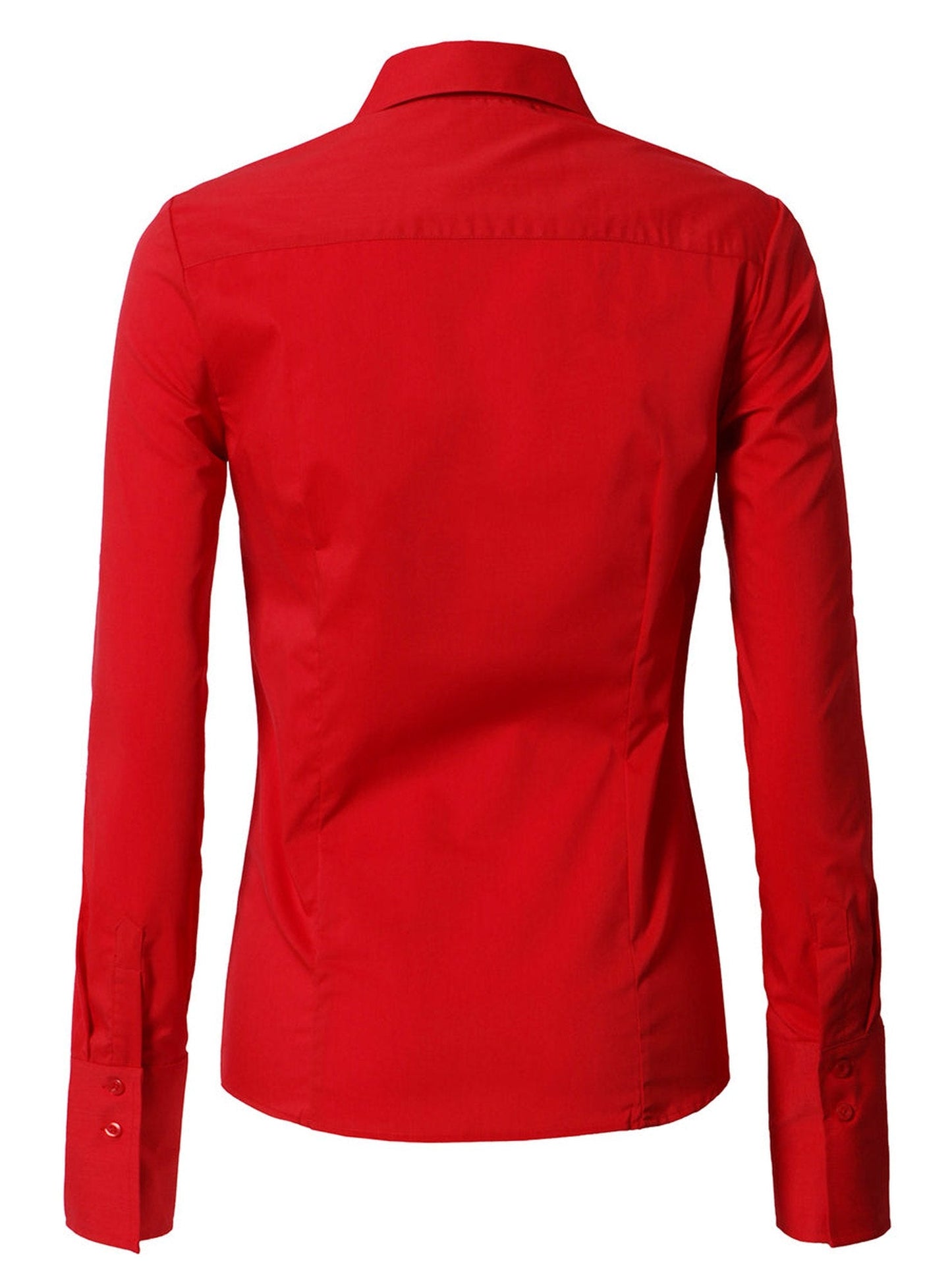 WOMENS BASIC SLIM FIT Y COTTON BUTTON DOWN SHIRTS WITH PLUS SIZE