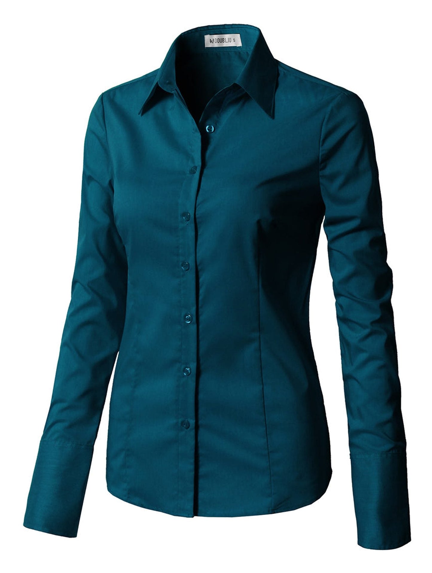 WOMENS BASIC SLIM FIT Y COTTON BUTTON DOWN SHIRTS WITH PLUS SIZE