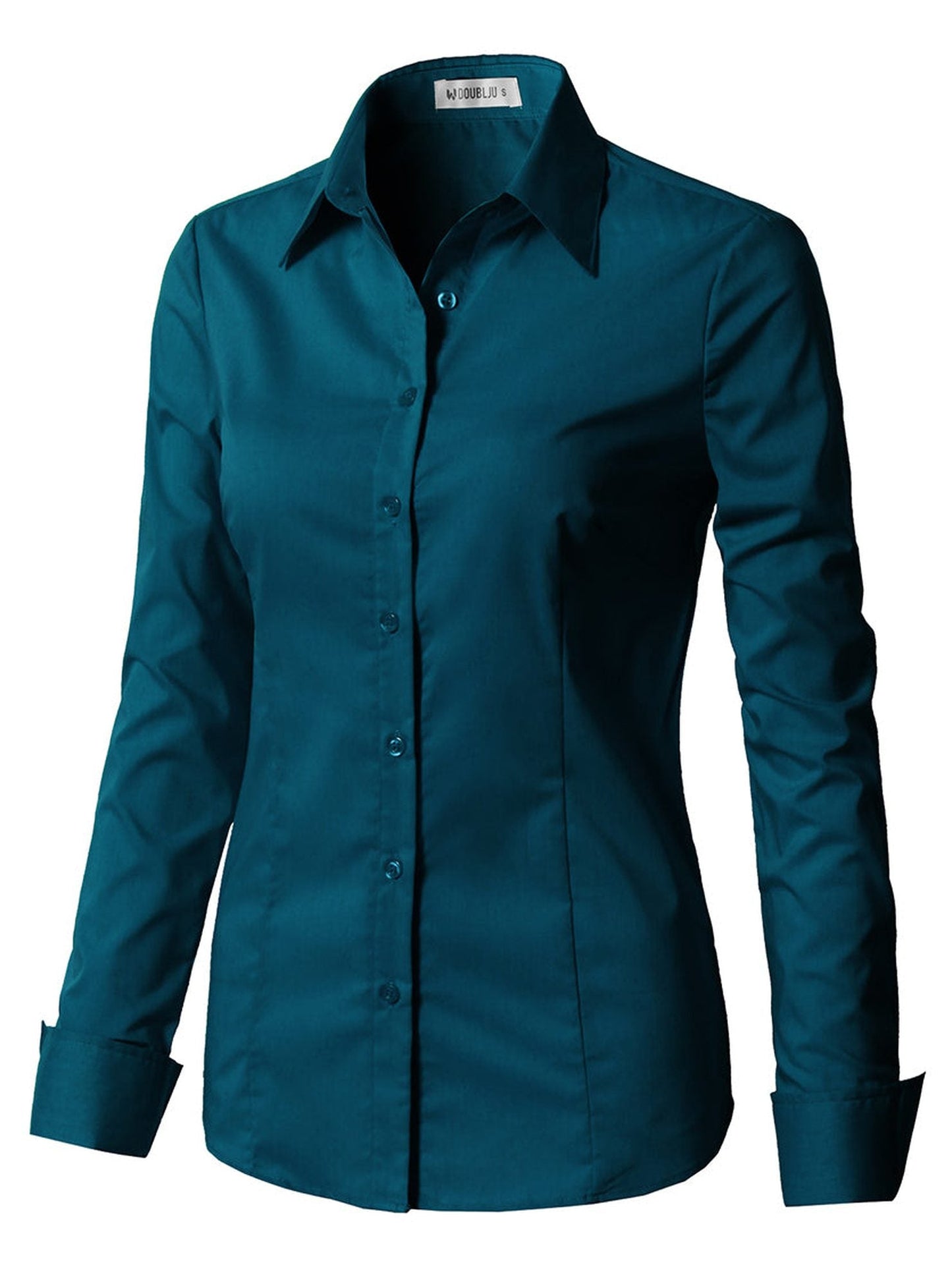 WOMENS BASIC SLIM FIT Y COTTON BUTTON DOWN SHIRTS WITH PLUS SIZE