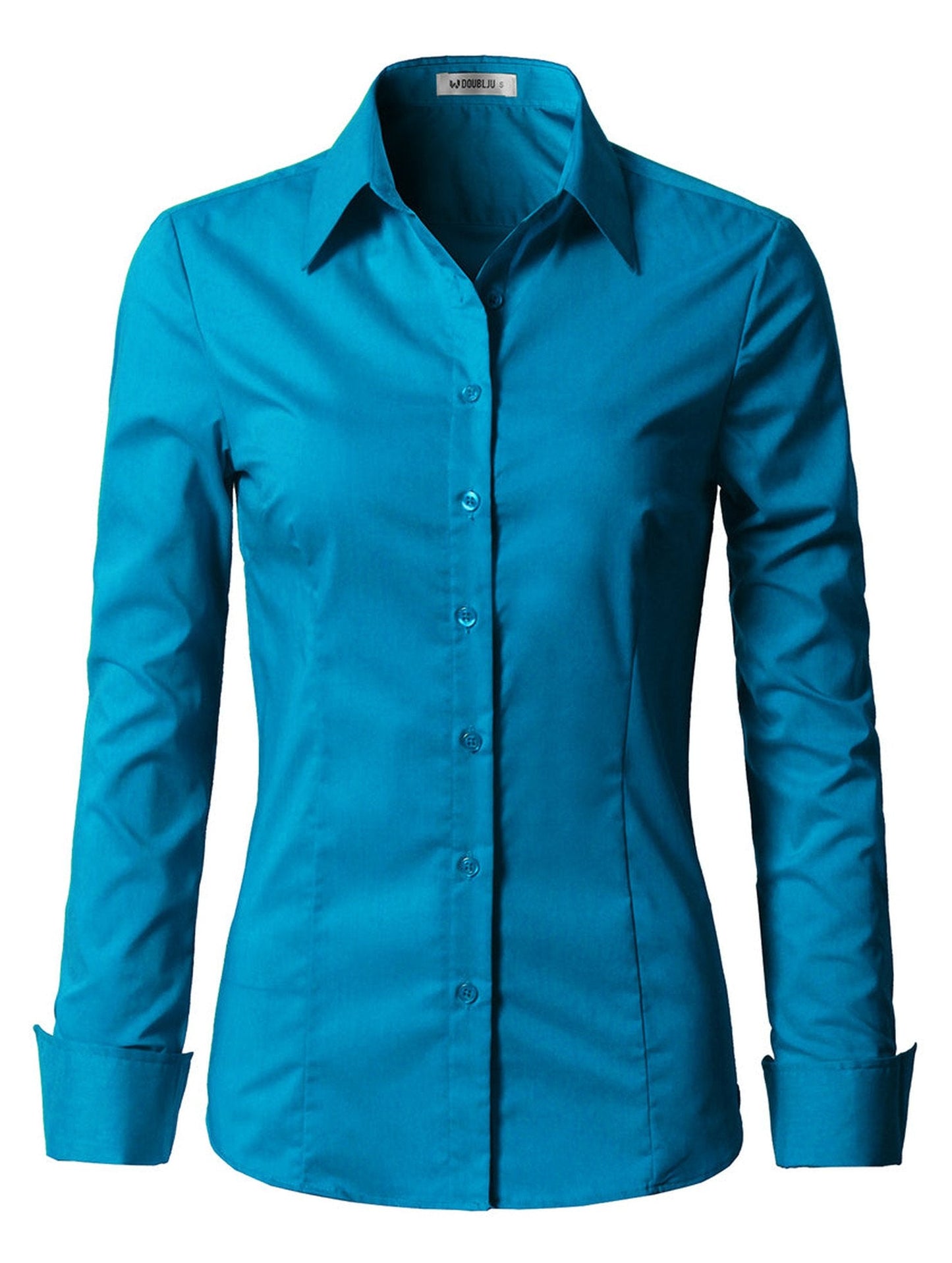 WOMENS BASIC SLIM FIT Y COTTON BUTTON DOWN SHIRTS WITH PLUS SIZE