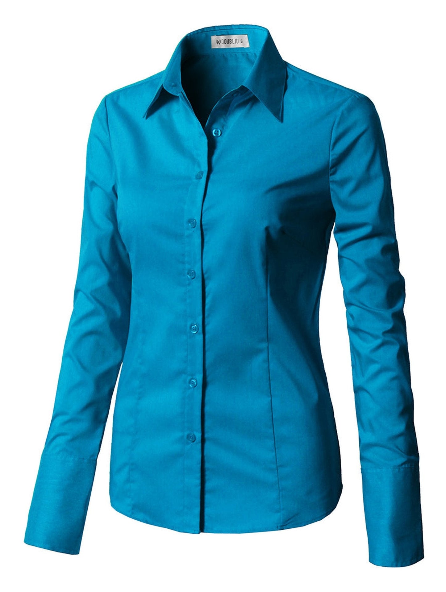 WOMENS BASIC SLIM FIT Y COTTON BUTTON DOWN SHIRTS WITH PLUS SIZE
