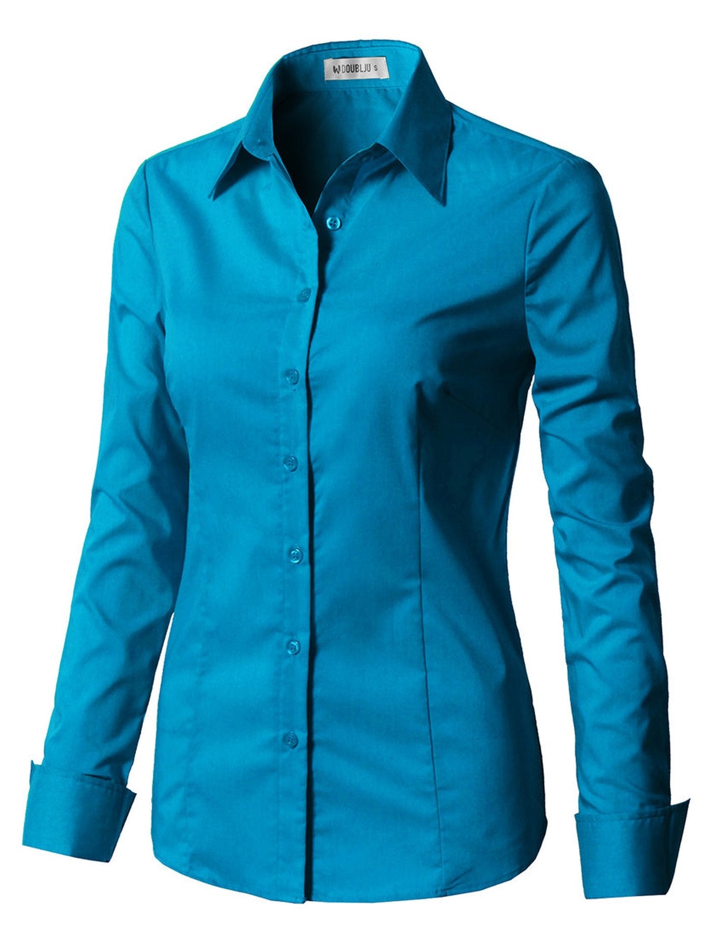 WOMENS BASIC SLIM FIT Y COTTON BUTTON DOWN SHIRTS WITH PLUS SIZE