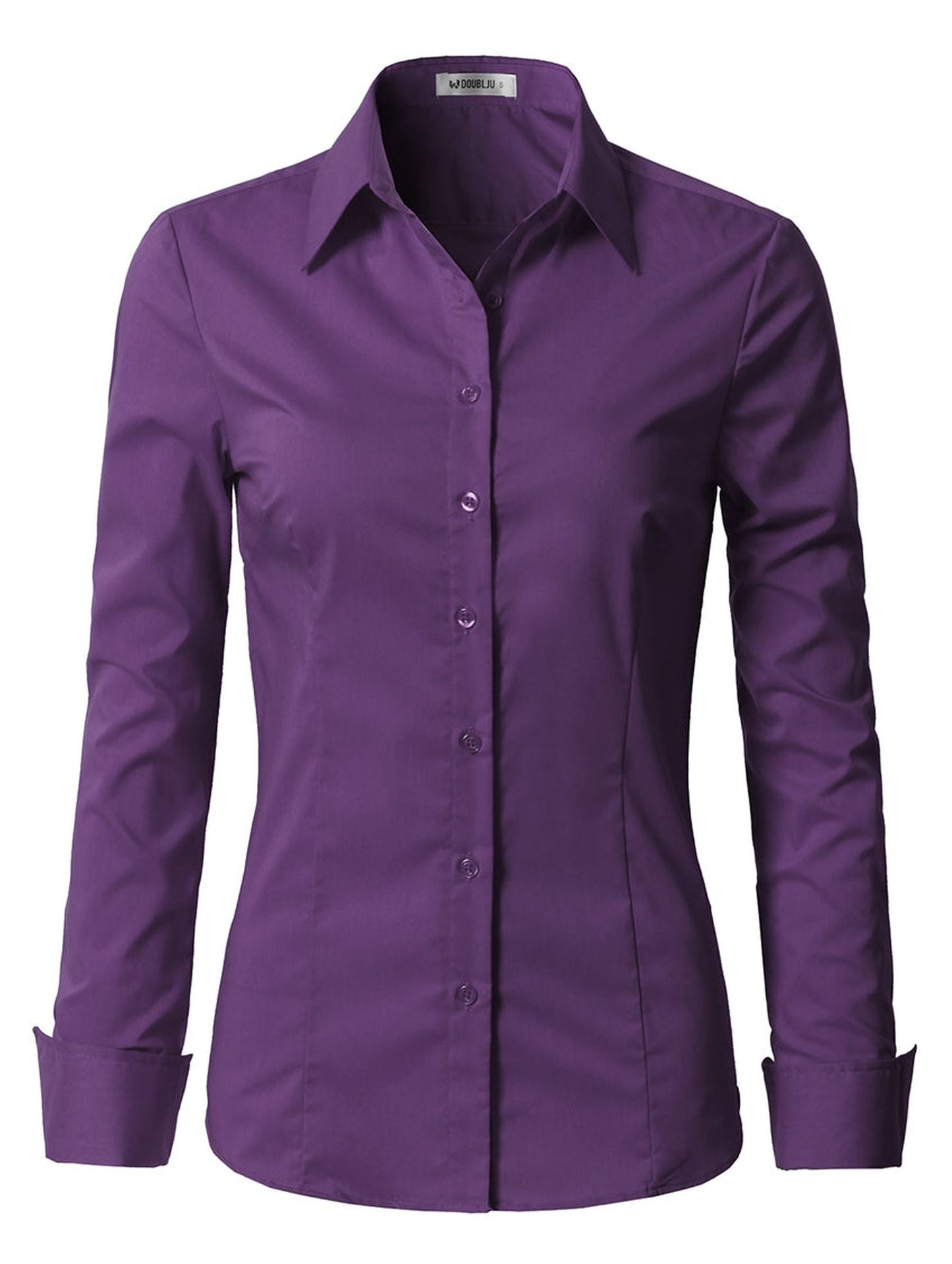 WOMENS BASIC SLIM FIT Y COTTON BUTTON DOWN SHIRTS WITH PLUS SIZE