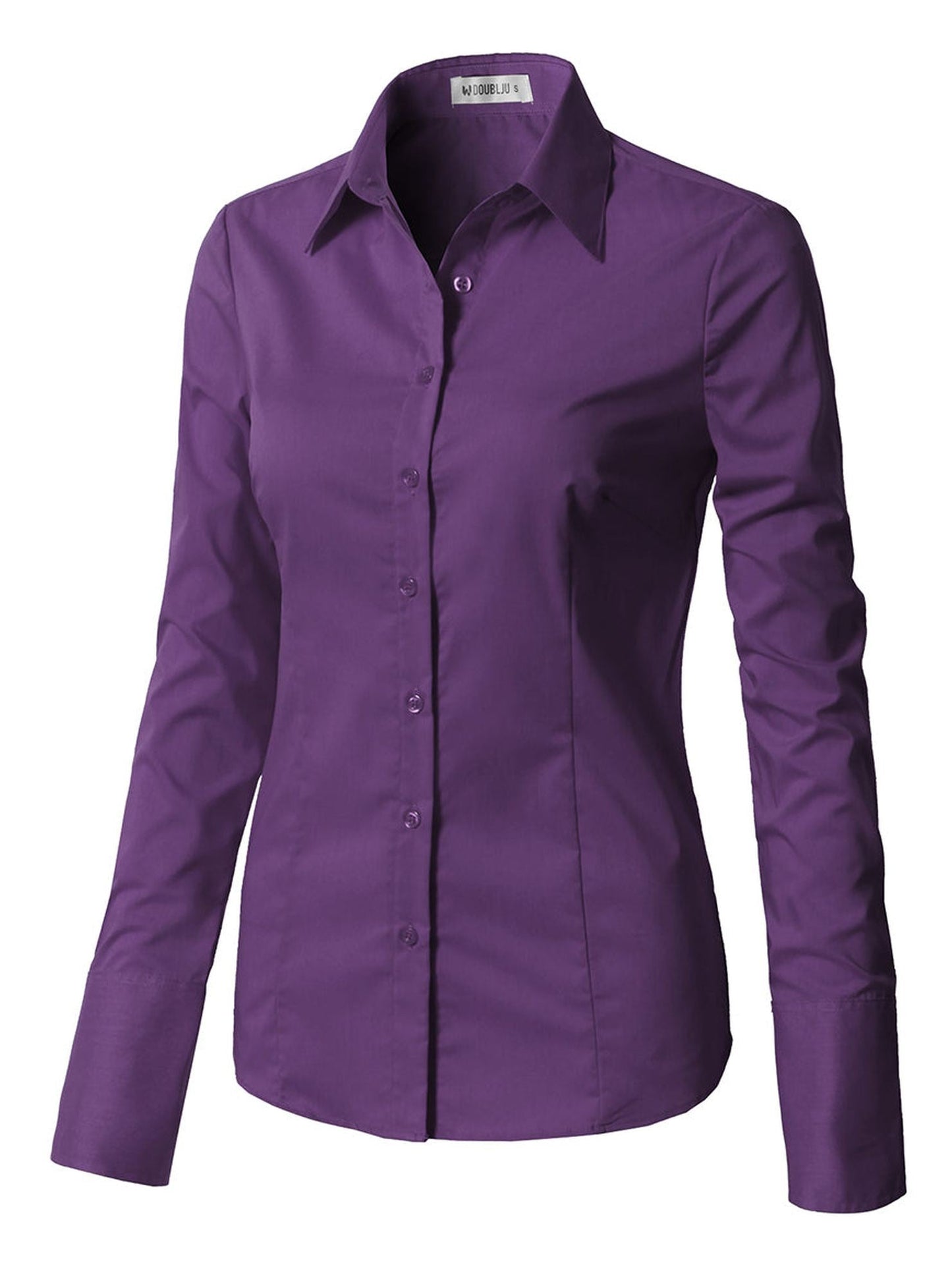 WOMENS BASIC SLIM FIT Y COTTON BUTTON DOWN SHIRTS WITH PLUS SIZE