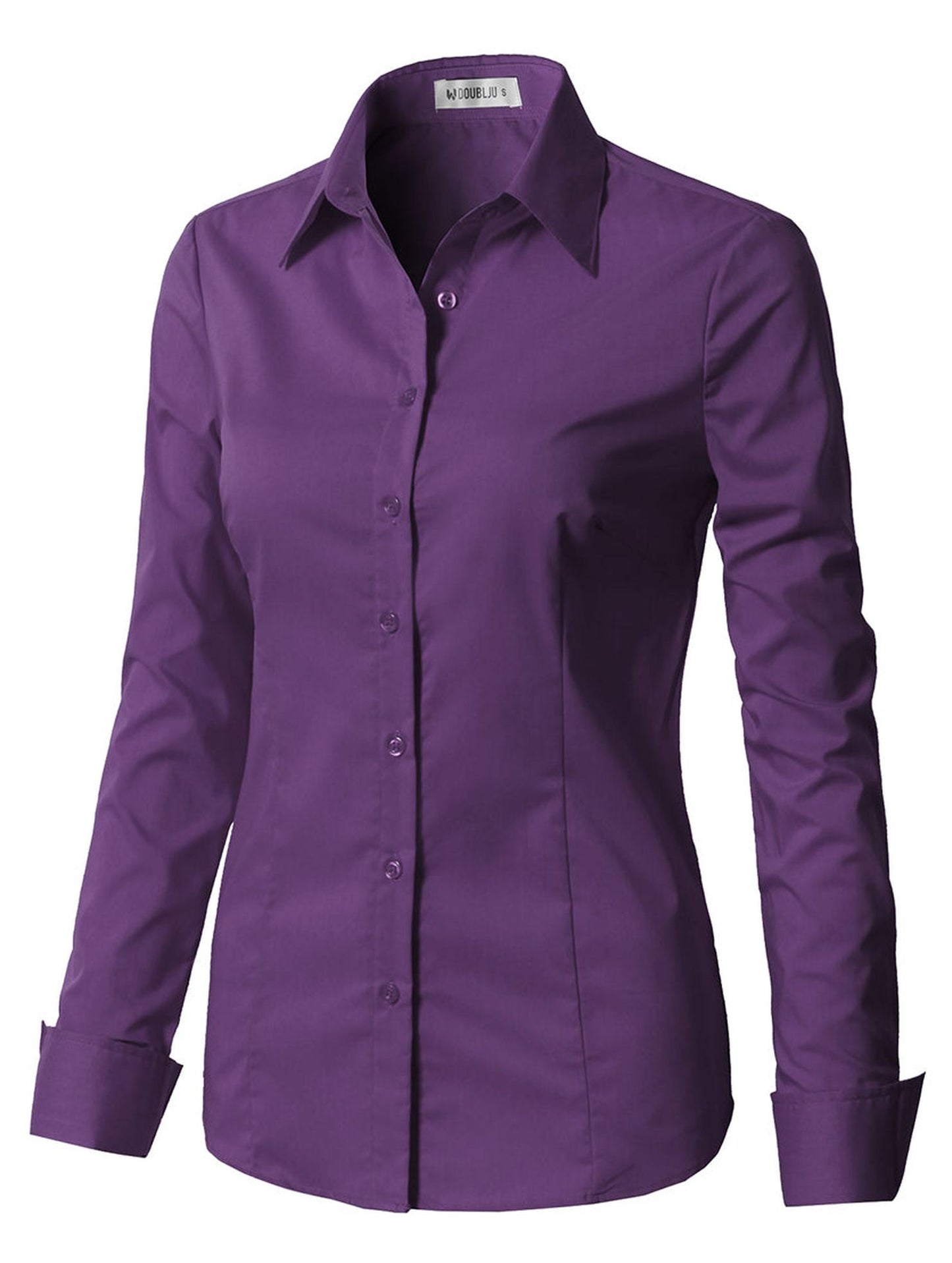 WOMENS BASIC SLIM FIT Y COTTON BUTTON DOWN SHIRTS WITH PLUS SIZE