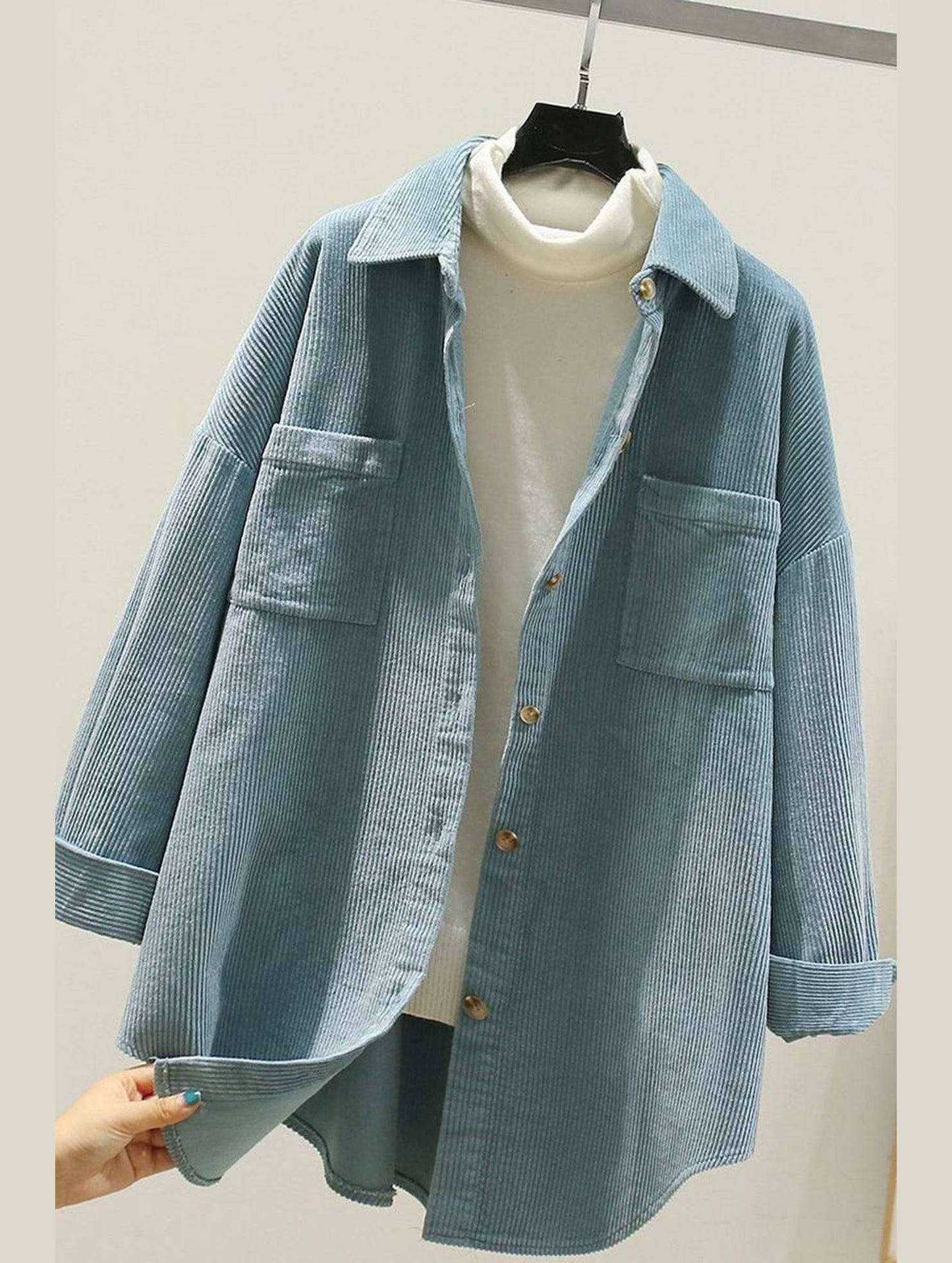 CORDUROY TWO POCKETS SHIRT - Doublju