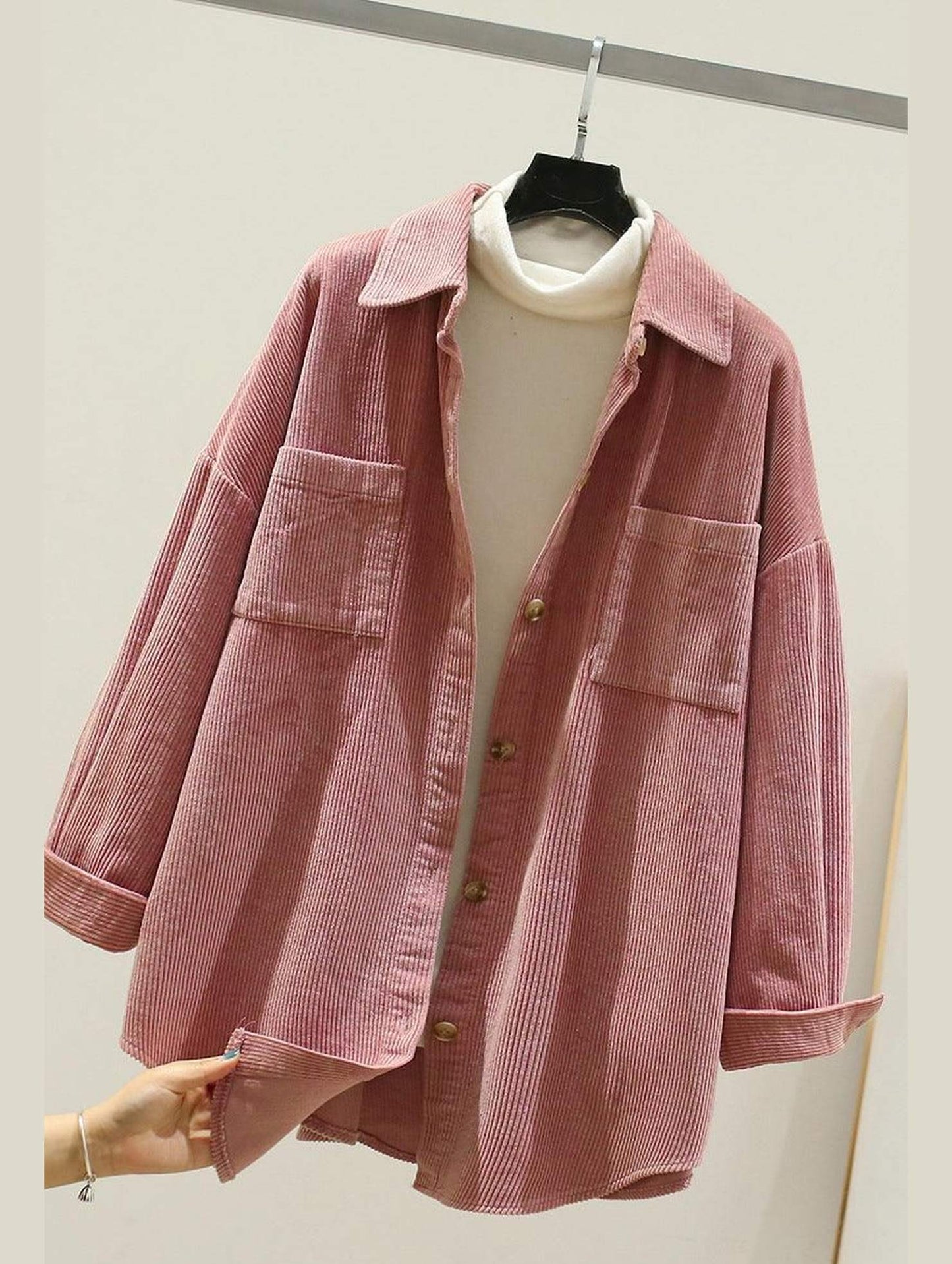 CORDUROY TWO POCKETS SHIRT - Doublju