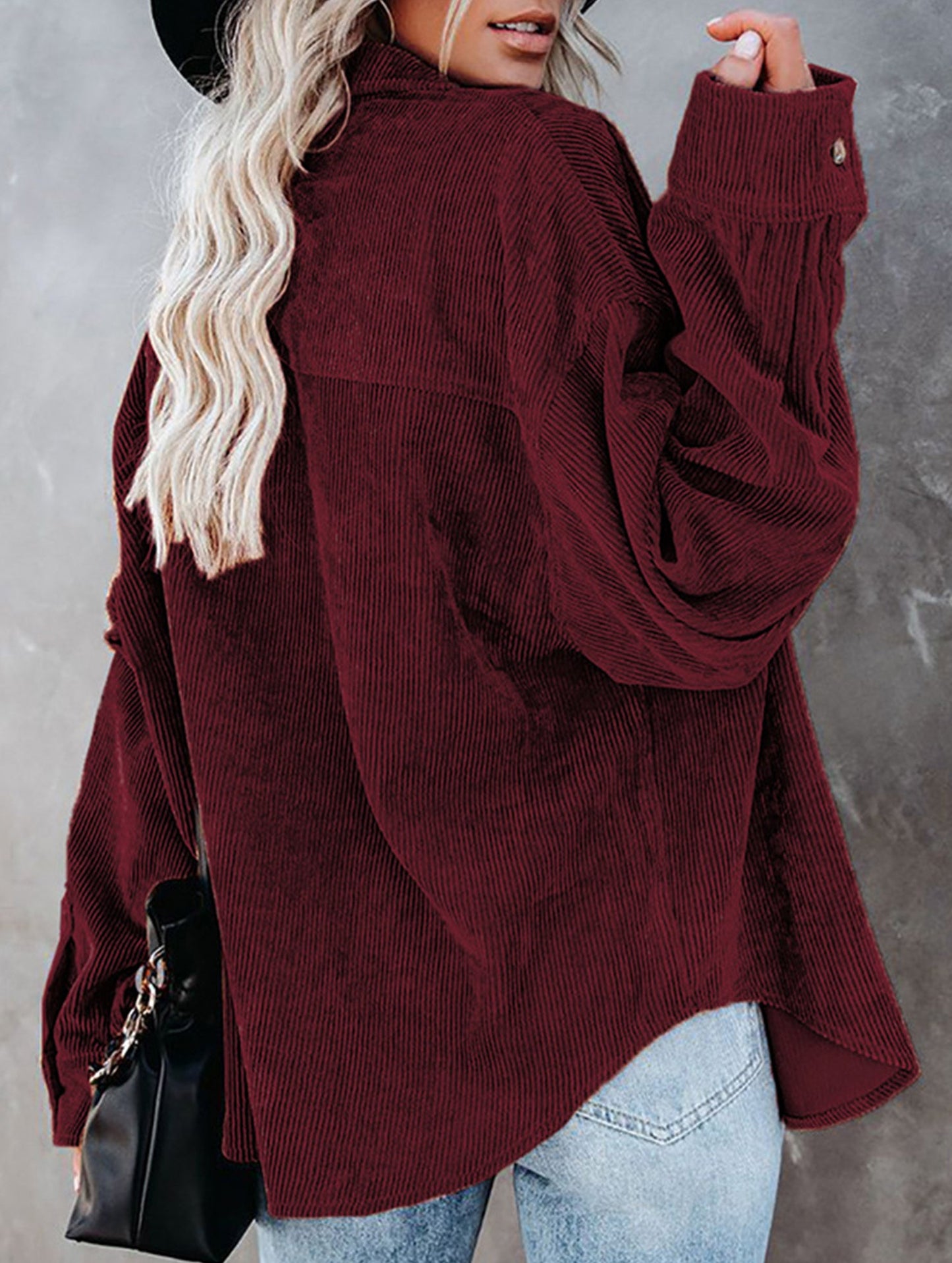 Long-sleeved coat with multiple buttons for women