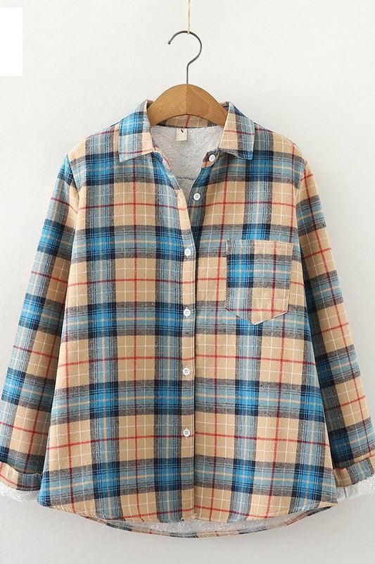 STUDENT ALL MATCH THICKENED PLAID SHIRT - Doublju
