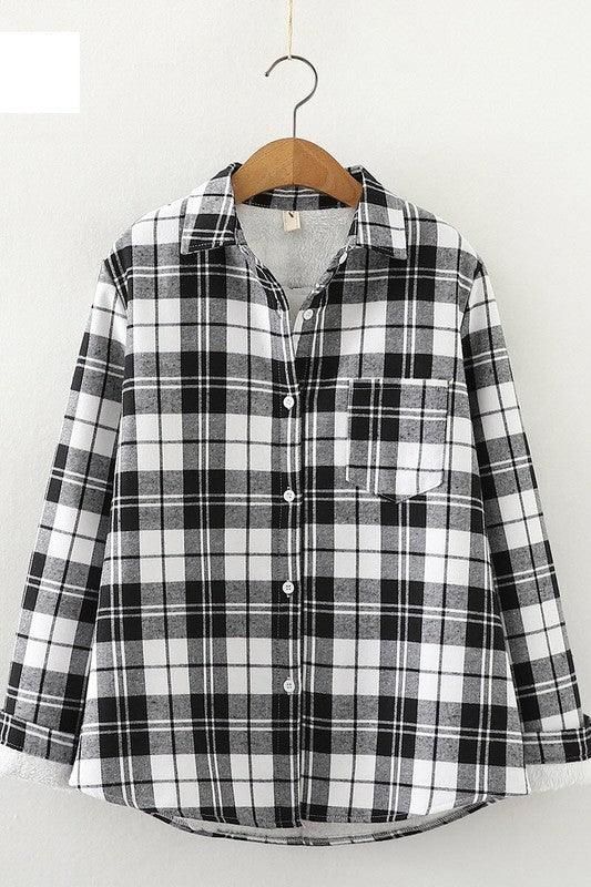 STUDENT ALL MATCH THICKENED PLAID SHIRT - Doublju