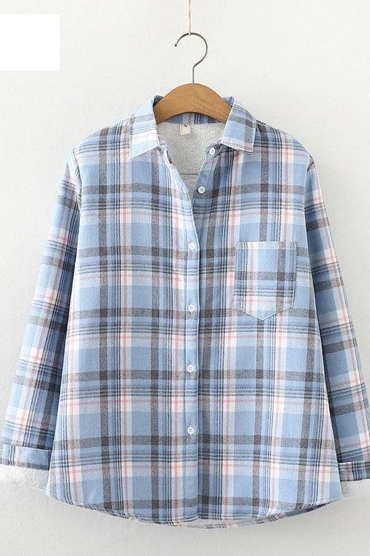 STUDENT ALL MATCH THICKENED PLAID SHIRT - Doublju