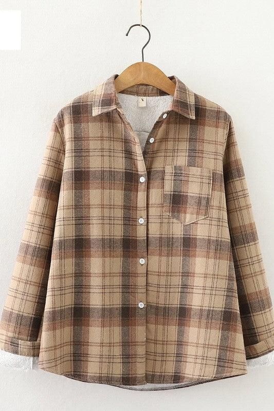 STUDENT ALL MATCH THICKENED PLAID SHIRT - Doublju