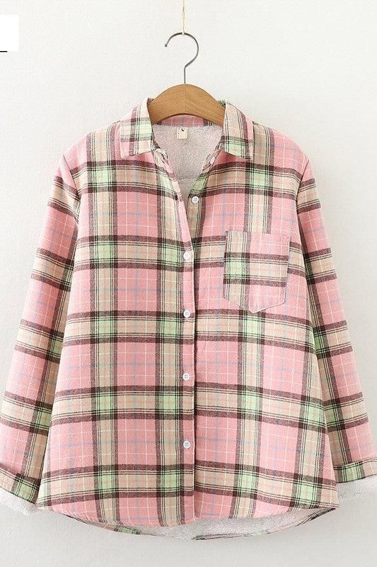 STUDENT ALL MATCH THICKENED PLAID SHIRT - Doublju