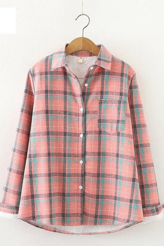 STUDENT ALL MATCH THICKENED PLAID SHIRT - Doublju