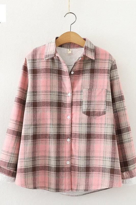 STUDENT ALL MATCH THICKENED PLAID SHIRT - Doublju