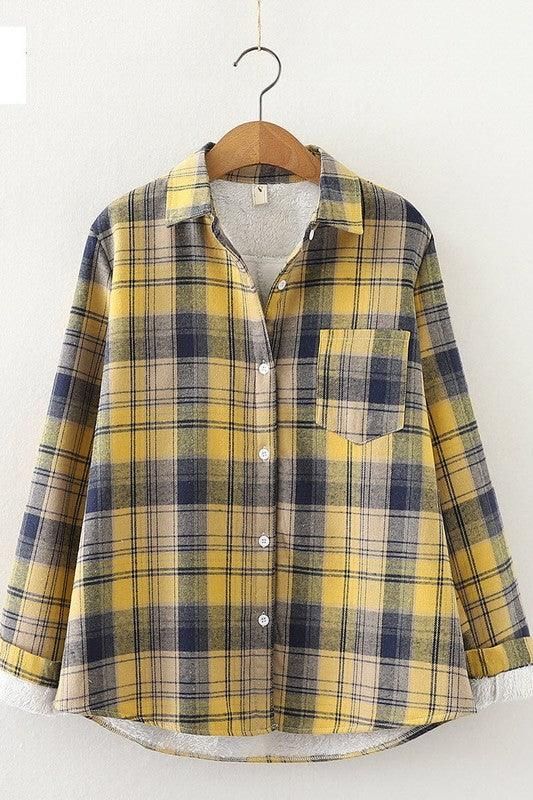 STUDENT ALL MATCH THICKENED PLAID SHIRT - Doublju