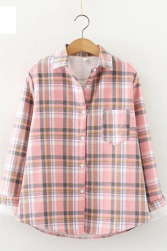 STUDENT ALL MATCH THICKENED PLAID SHIRT - Doublju