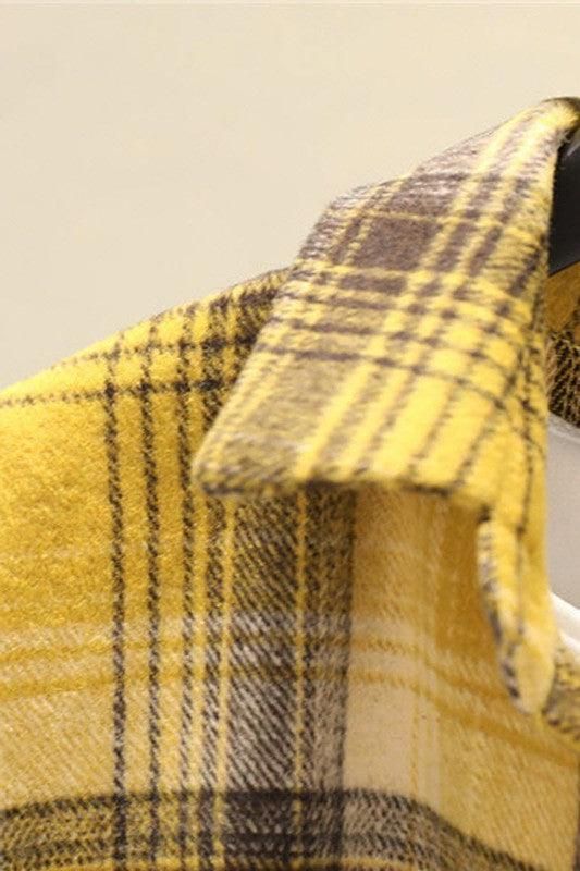 LOOSE THICK SANDED PLAID SHIRT - Doublju