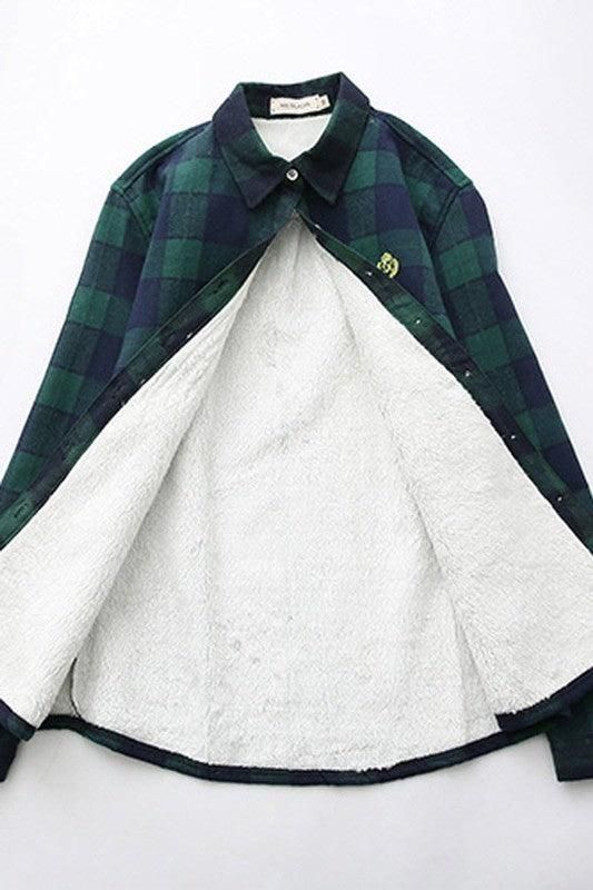 PLUS VELVET THICK LONG SLEEVED SHIRT - Doublju