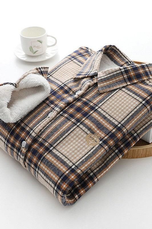 PLUS VELVET THICK LONG SLEEVED SHIRT - Doublju