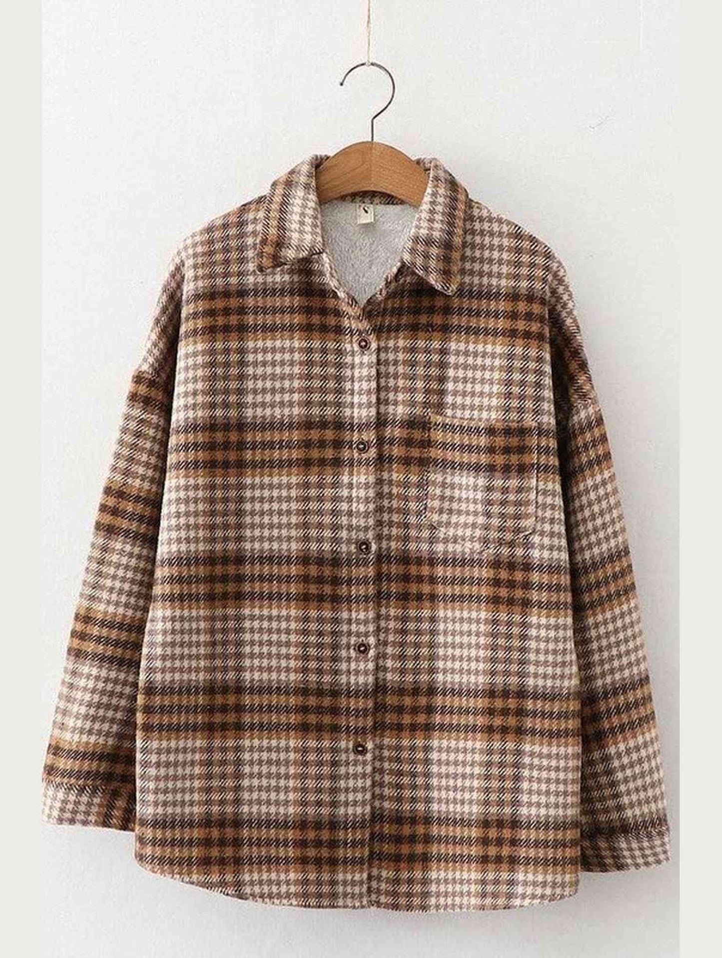 FLEECE INNER WINTER WARM PLAID SHIRT FOR WOMEN - Doublju