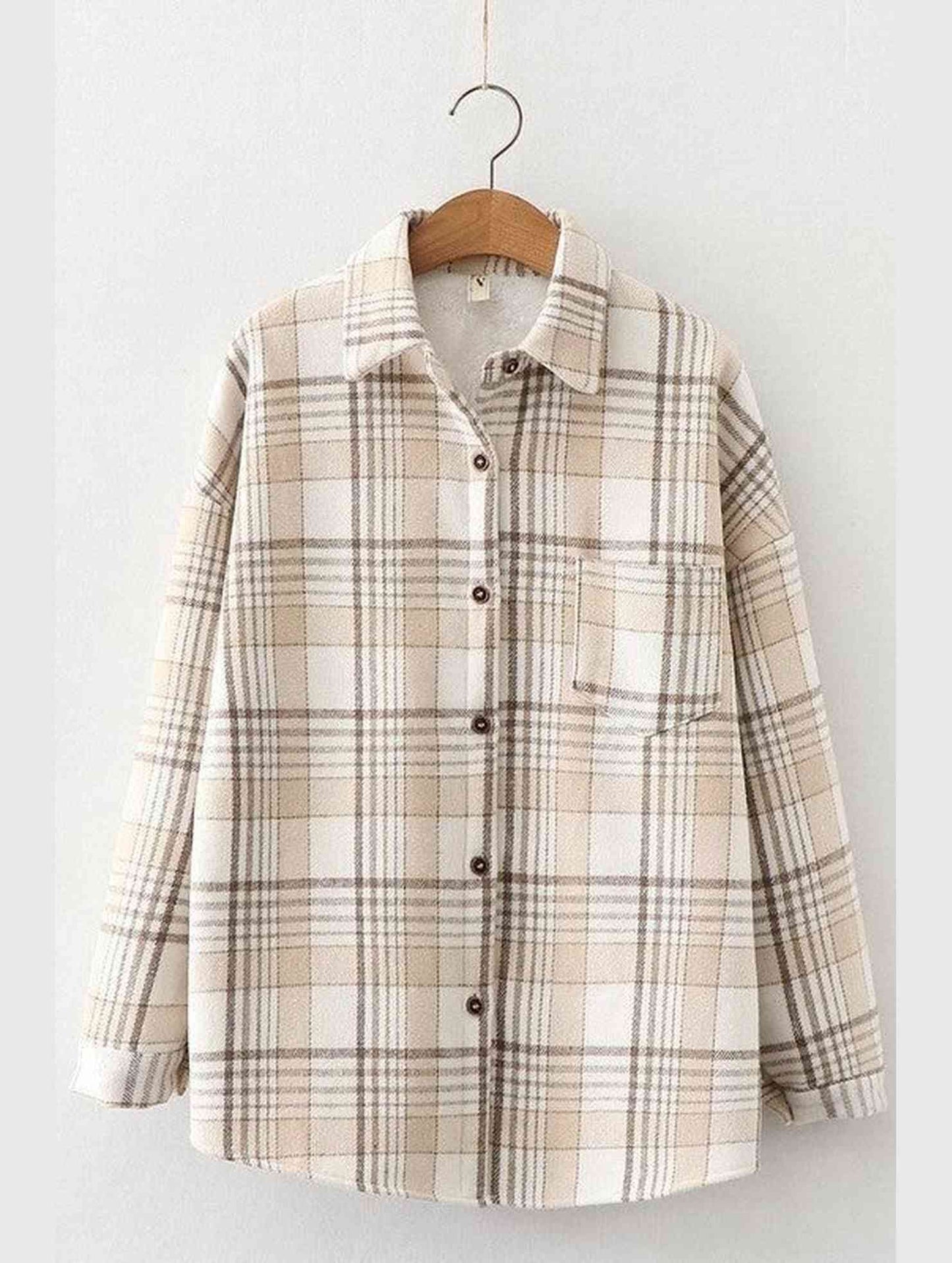 FLEECE INNER WINTER WARM PLAID SHIRT FOR WOMEN - Doublju
