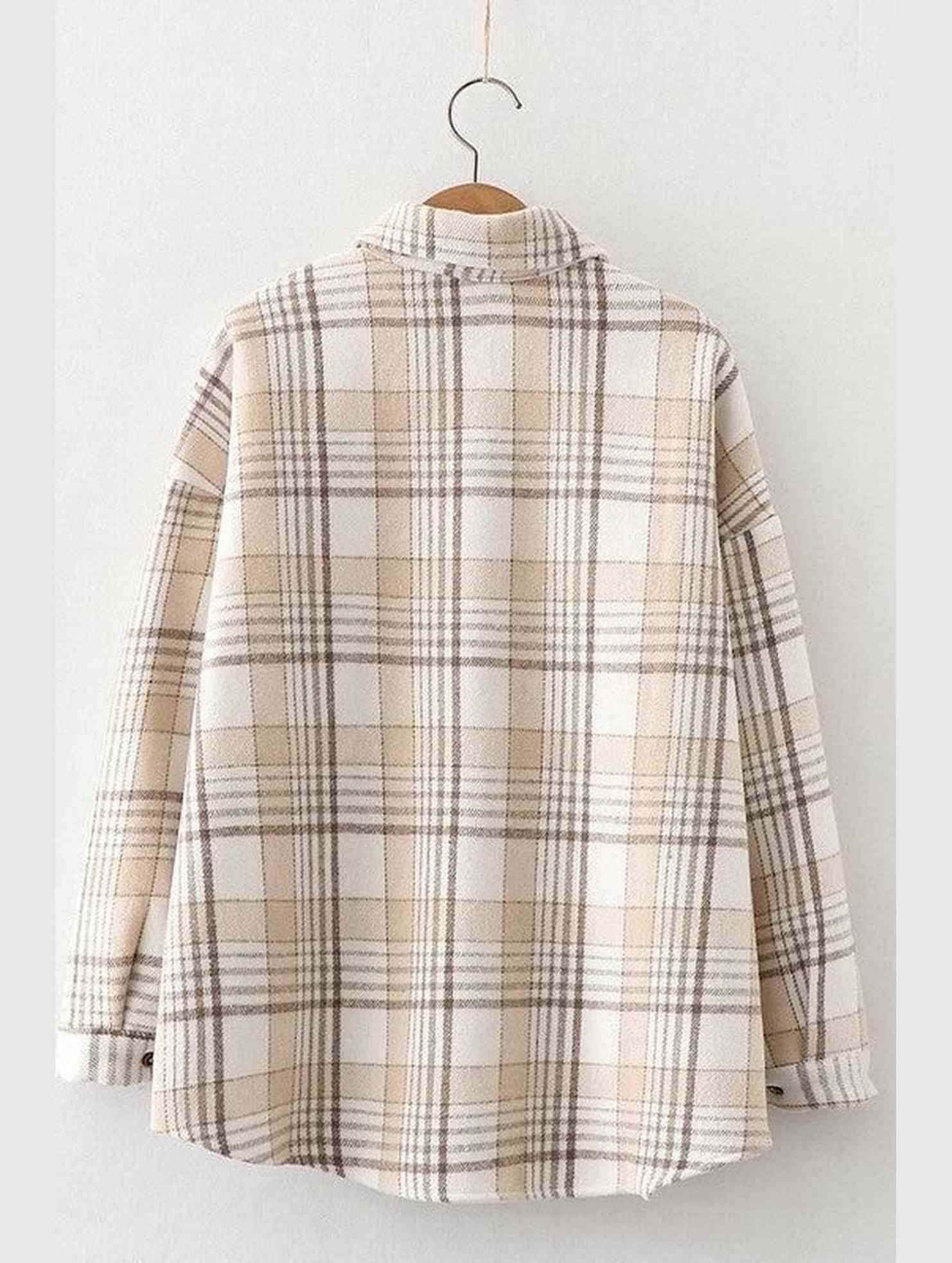 FLEECE INNER WINTER WARM PLAID SHIRT FOR WOMEN - Doublju