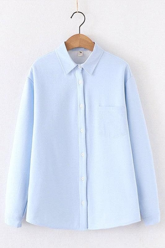 PURE COTTON THICK FLEECE WARM WINTER SHIRT FOR WOMEN - Doublju