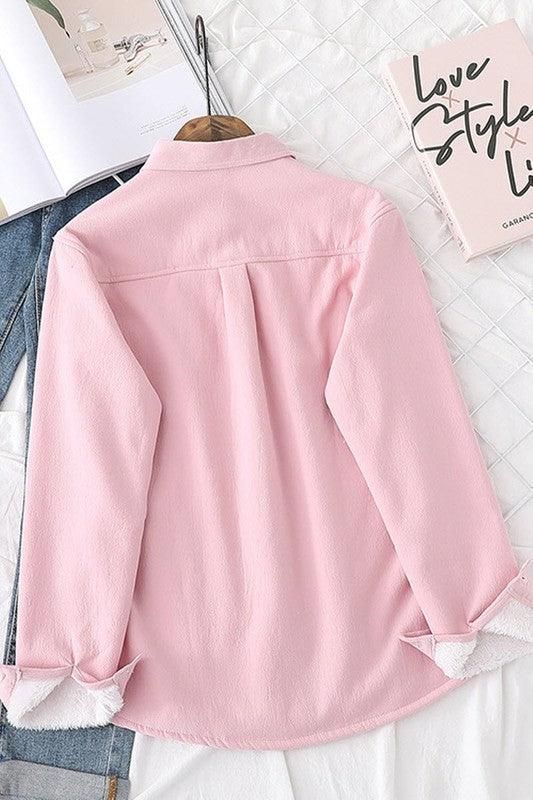 PURE COTTON THICK FLEECE WARM WINTER SHIRT FOR WOMEN - Doublju
