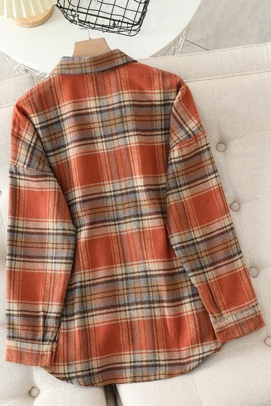 LONG SLEEVE CHECK BIG PLAID SHIRT - Doublju