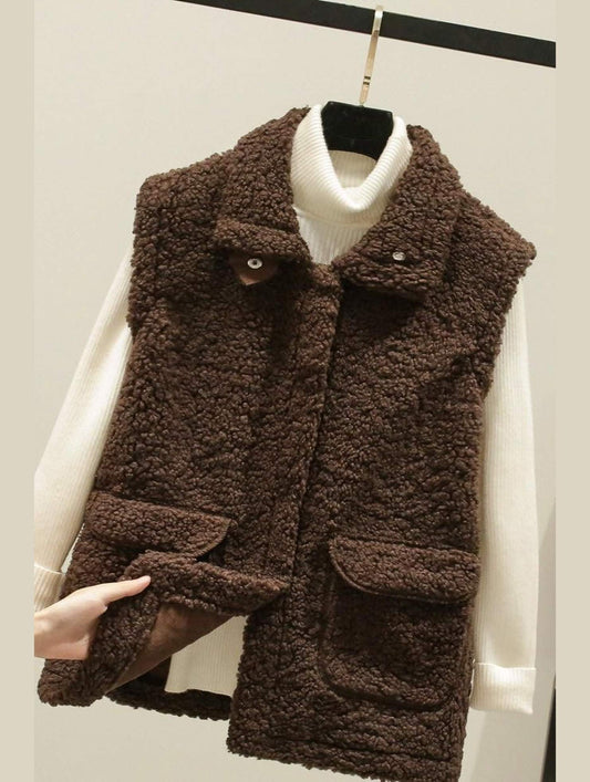 ALL MATCH WAISTCOAT PLUSH WARM VEST JACKET - Doublju