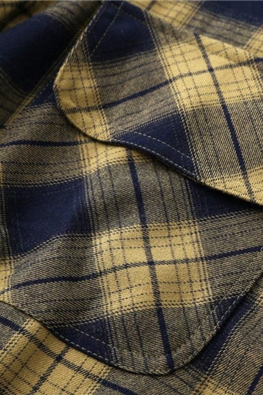 RETRO LOOSE LARGE SIZE PLAID SHIRT - Doublju