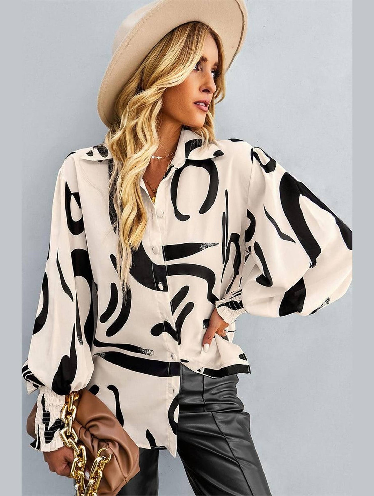 LONG SLEEVE PRINTED SHIRT - Doublju