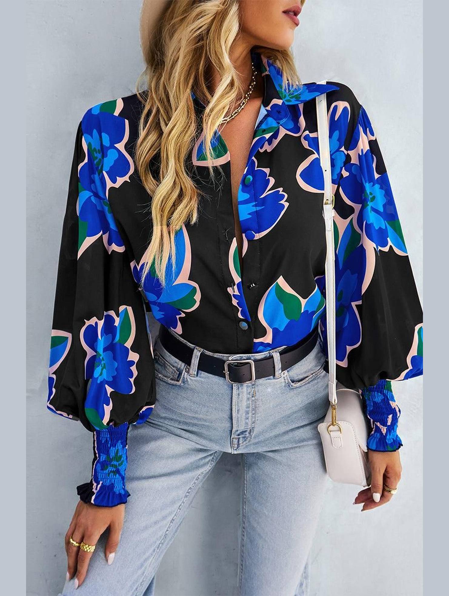 LONG SLEEVE PRINTED SHIRT - Doublju
